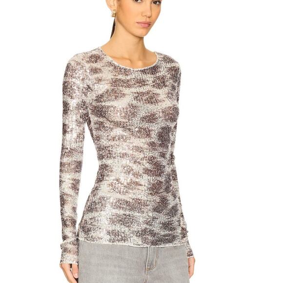 Free People Printed Gold Rush Long Sleeve Top Size Medium - Picture 1 of 6